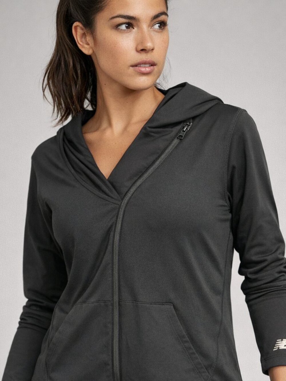 New Balance Black Asymmetric Zip Hoodie